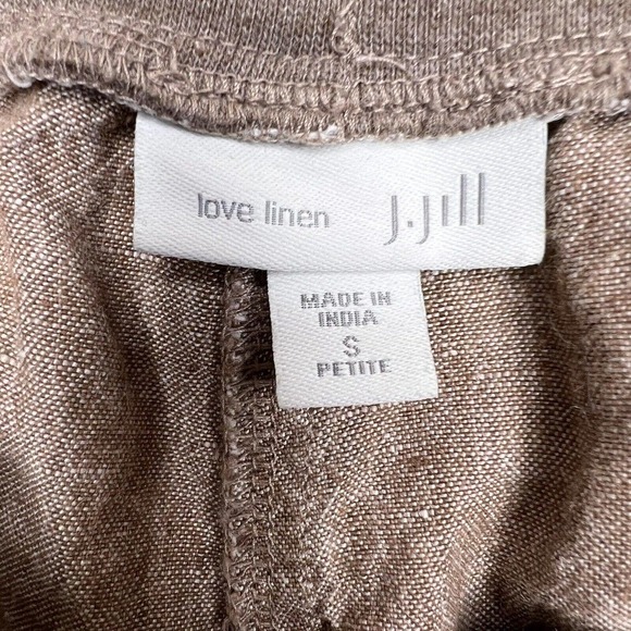 J. Jill Petite Women's Brown Linen Mid Rise Tapered Pull On Ankle Pants - Picture 7 of 11